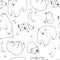 Vector seamless pattern with cartoon polar bears isolated on white background. Hand drawn texture with cute north animals in