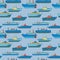 Vector seamless pattern with cartoon ships