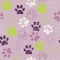 Vector seamless pattern with cat or dog footprints. Cute colorful paws. Animal concept. Foot steps. Veterinary