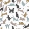 Vector seamless pattern with cat silhouettes