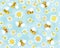 Vector seamless pattern chamomiles and bees.