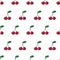 Vector seamless pattern with cherry. Repeating fruit icon on white