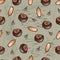 Vector seamless pattern with chestnuts and acorns.