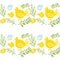 Vector Seamless pattern Chickens bird yellow color, Background,