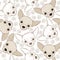 Vector seamless pattern with chihuahua-dog and traces.