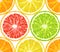 Vector seamless pattern from citrus slices - orange, lime, lemon