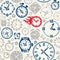 Vector seamless pattern with clocks icon