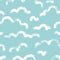 Vector seamless pattern with clouds. Dry brush hand drawn linear artistic cloud shapes as a repeatable background