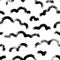 Vector seamless pattern with clouds. Dry brush hand drawn linear artistic cloud shapes as a repeatable background. Ink