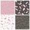 Vector seamless pattern collection. Feather and diamonds,gems,crystals. Stylish,trendy,fashionn pattern set.