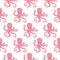 Vector seamless pattern with color octopuses. Cute octopuses have fun