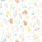 Vector seamless pattern of colored hand drawn textured leaf