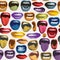 Vector seamless pattern with colored human mouths