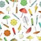 Vector seamless pattern of colored umbrellas