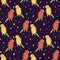 Vector seamless pattern with colorful lovebirds.