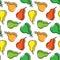 Vector seamless pattern with colorful pears; hand drawing pears.