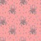 Vector seamless pattern with colorful spiders on a bright pink background