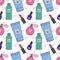Vector seamless pattern of cosmetics.