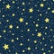 Vector seamless pattern. Cosmos. Universe. Yellow stars, constellations on a dark blue background. Starry night sky