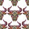 Vector seamless pattern with creative pixel bulls. Design can be used for textiles, wallpapers, websites, covers