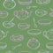 Vector seamless pattern of crockery for tea-drinking - cups, mugs, teapot, sugar bowl and lump sugar.