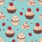 Vector seamless pattern with cupcakes.