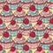 Vector seamless pattern with cupcakes with cherry and strawberry.