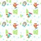 Vector seamless pattern with cute animals snowboarding