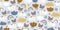 Vector seamless pattern with cute bulldog dogs