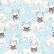 Vector seamless pattern with cute cartoon dog puppies. Can be used as a background, wallpaper, fabric and for other