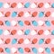 Vector seamless pattern of cute colorful strawberry in row.