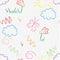 Vector seamless pattern. Cute doodle drawings on a white Background