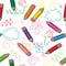 Vector seamless pattern. Cute drawings and pencils on a white Background