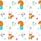 Vector seamless pattern with cute Easter animals