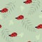 Vector seamless pattern with cute ladybugs