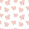 Vector seamless pattern with cute pigs, piglets.