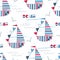 Vector seamless pattern with cute sailing ships