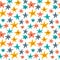 Vector seamless pattern with cute smiley stars.