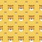 Vector seamless pattern with cute tigers on the yellow background.