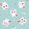 Vector seamless pattern with cute unicorn cat or caticorn