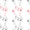 Vector seamless pattern with dancing cranes couple isolated on w
