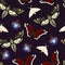 Vector seamless pattern with dead head hawk moths