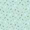 Vector seamless pattern with delicate small sprigs of plants on a turquoise background