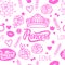 Vector Seamless pattern of design elements for girls. Hand drawing. Princess style