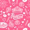 Vector Seamless pattern of design elements for girls. Hand drawing. Princess style