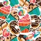 Vector seamless pattern. Desserts, sweets.