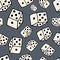 Vector seamless pattern, dice cube on gray background