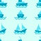 Vector seamless pattern with different boats.