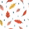 Vector seamless pattern with doodle fall leaves