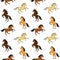 Vector seamless pattern of doodle sketch horses